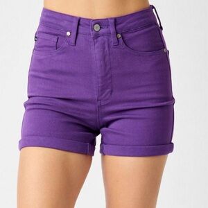 Judy Blue "Purple Haze" High Waisted Tummy Control Garment Dyed Shorts size M